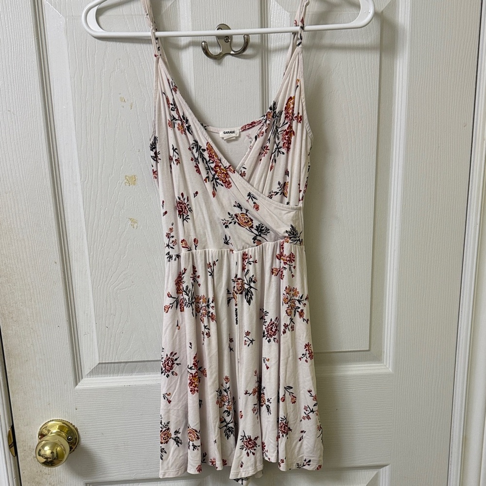 Garage Floral Jumpsuit in Cream and Pink